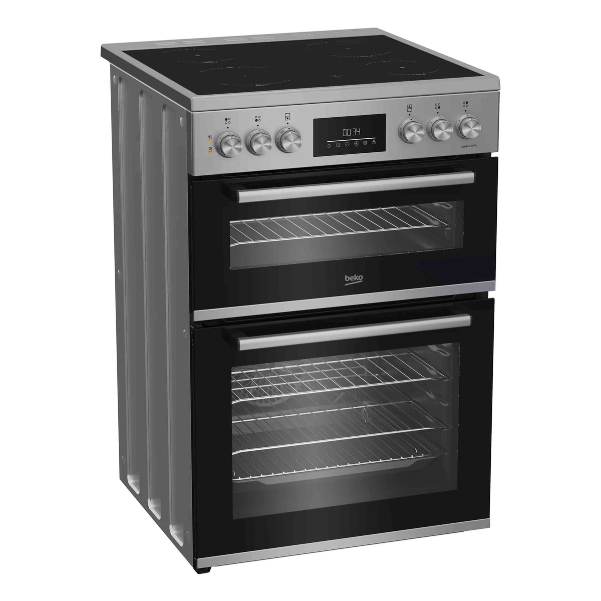 Beko EDC6731S 60cm Ceramic Double Oven Cooker - Silver
