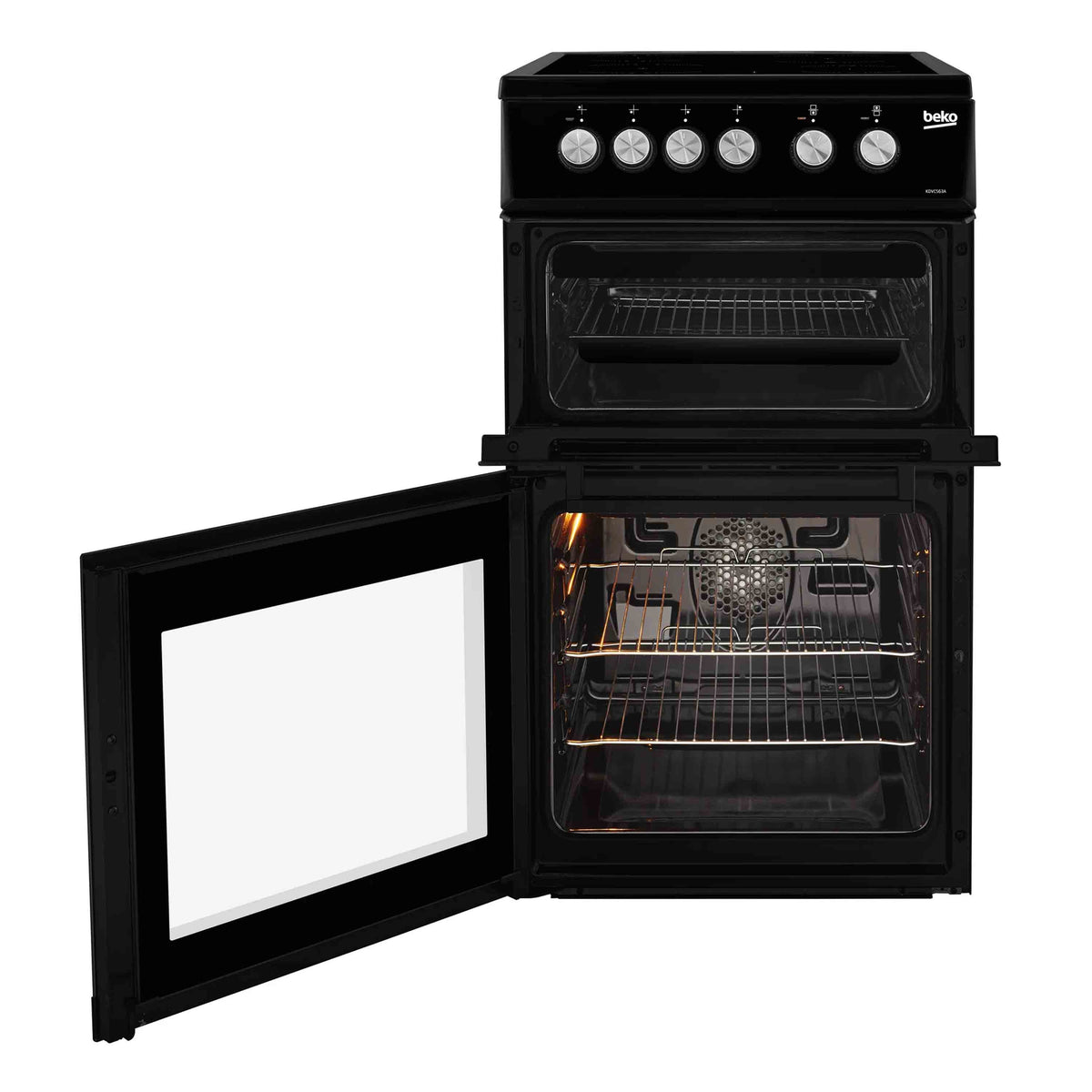 Beko KDVC563AK 50cm Double Oven Ceramic Hob Cooker - Black
