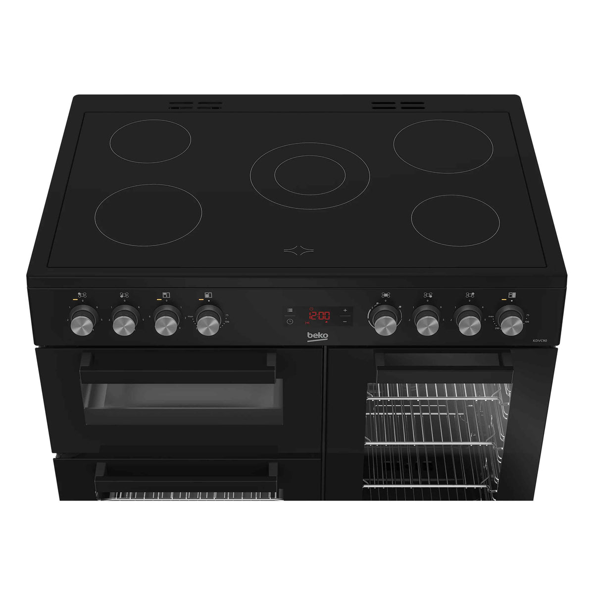 Beko KDVC90K 90cm Double Oven Range Cooker - Black