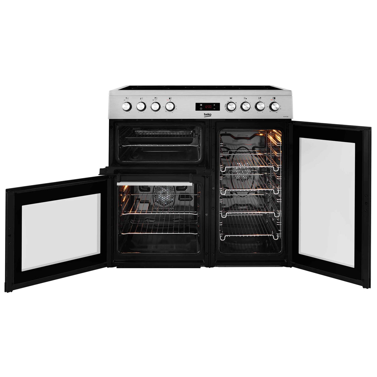 Beko KDVC90X Freestanding 90cm Double Oven Range Cooker in Stainless Steel