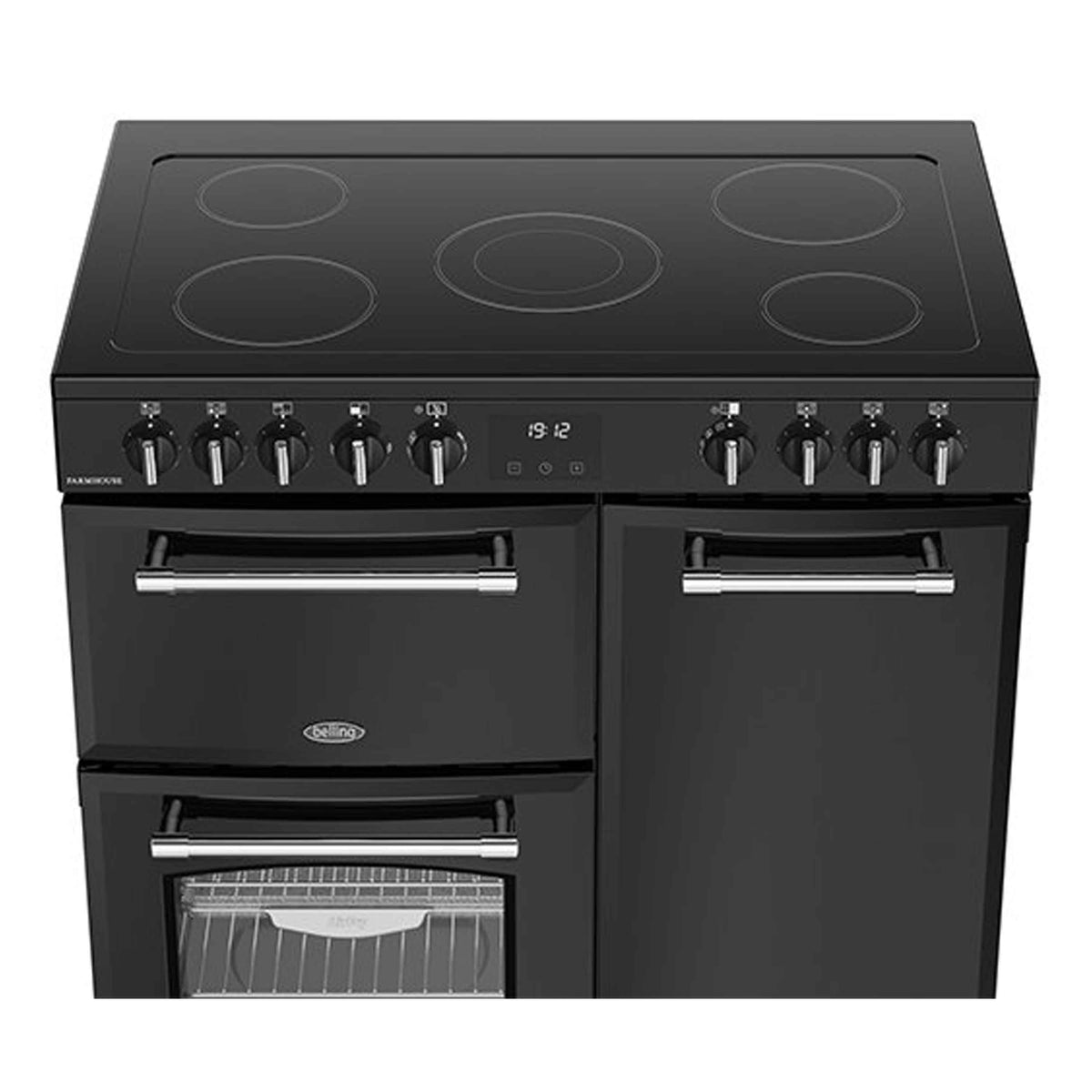 Belling FH90EBLK Farmhouse All Electric 90cm Range Cooker - Black