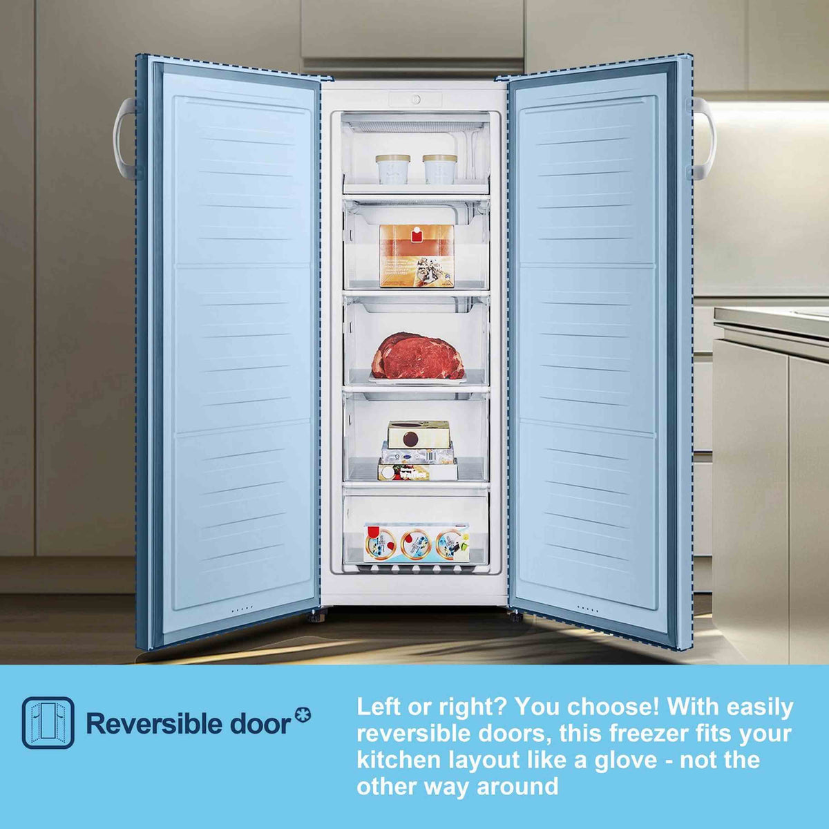 Fridgemaster MTZ55153E Freestanding 55cm Static Tall Freezer – White