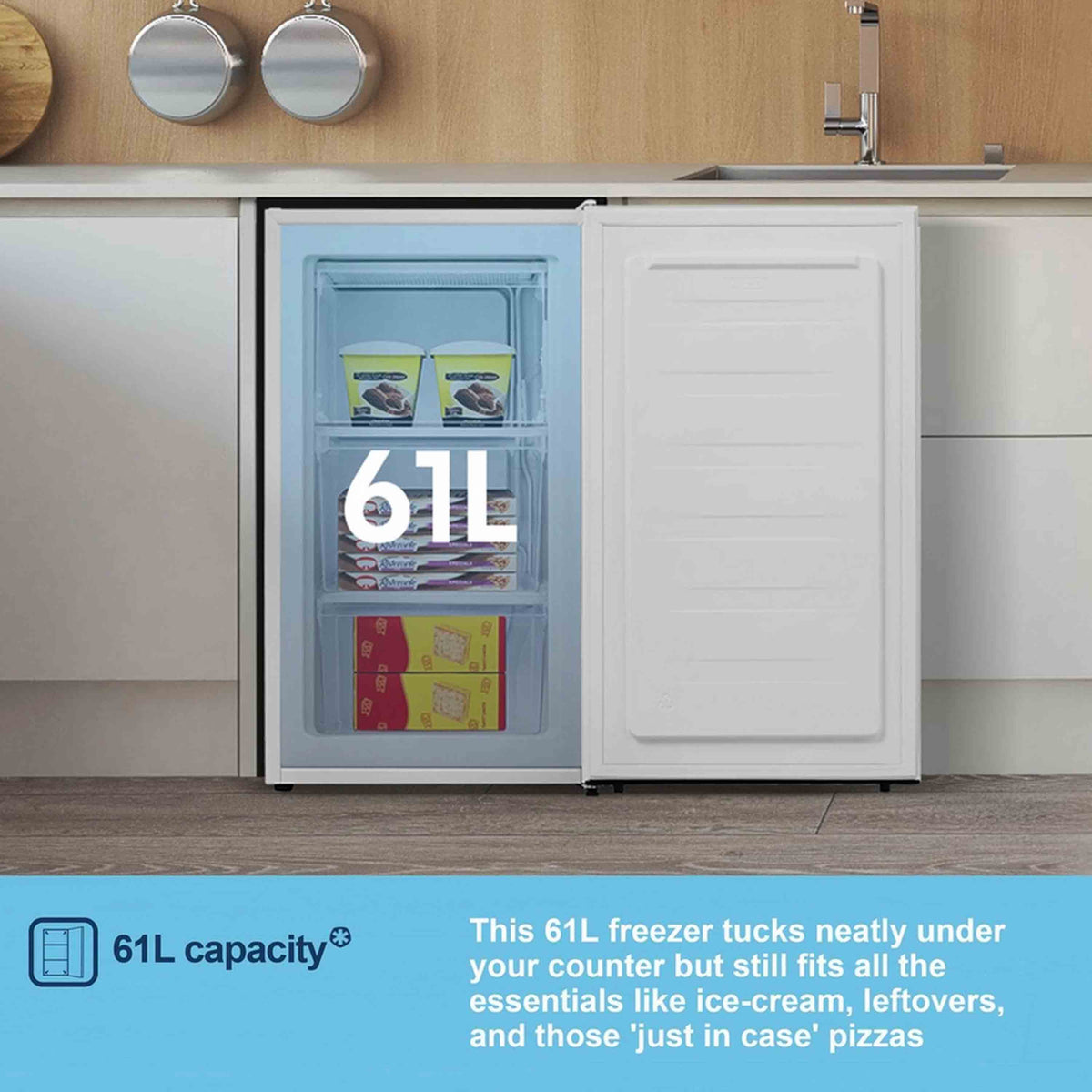Fridgemaster MUZ4860E Undercounter Freezer 47.5cm - White