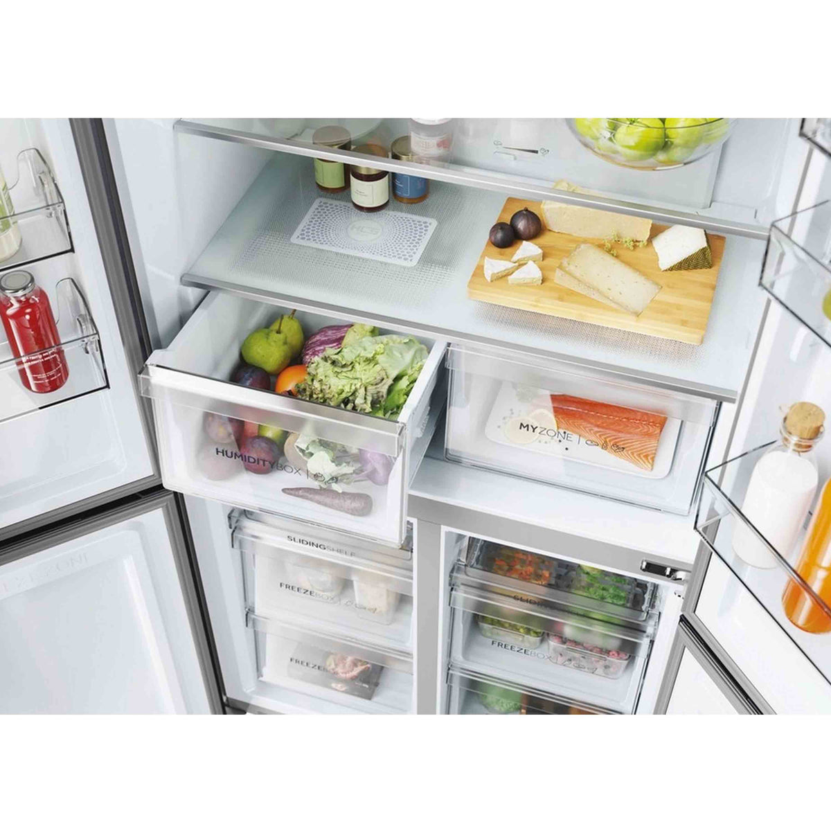 Haier HCR5919EHMB Multi Door Frost Free American Fridge Freezer - Brushed Black