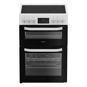 Hotpoint HDE6VDW 60cm Double Oven Electric Cooker Ceramic Hob - White