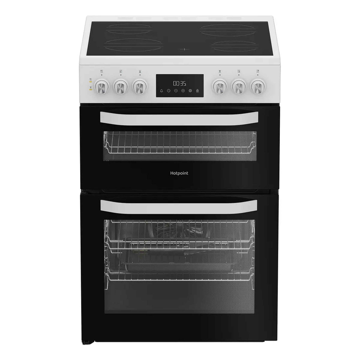 Hotpoint HDE6VDW 60cm Double Oven Electric Cooker Ceramic Hob - White