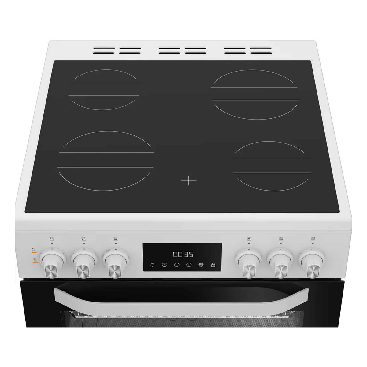 Hotpoint HDE6VDW 60cm Double Oven Electric Cooker Ceramic Hob - White