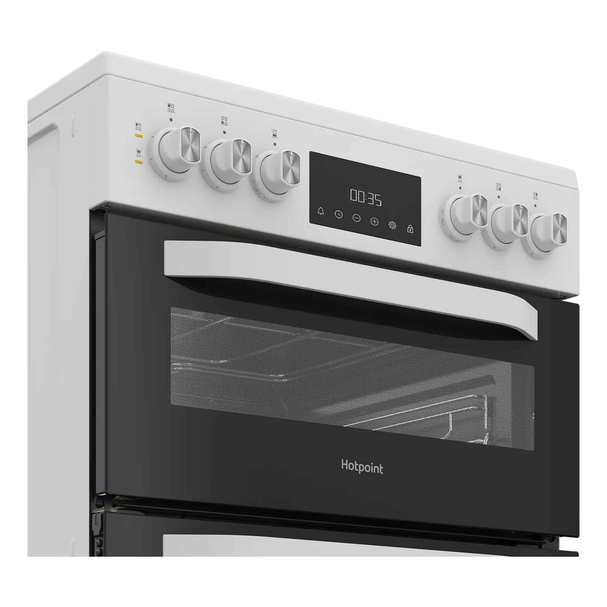 Hotpoint HDE6VDW 60cm Double Oven Electric Cooker Ceramic Hob - White