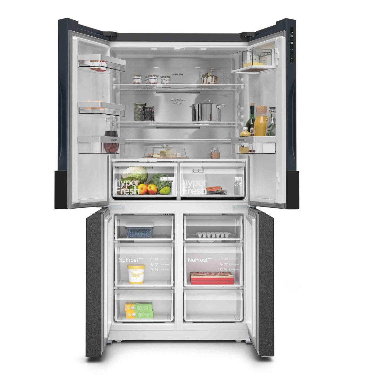 Siemens KF96NAXEAG IQ300 French Door American Fridge Freezer - Black Stainless Steel