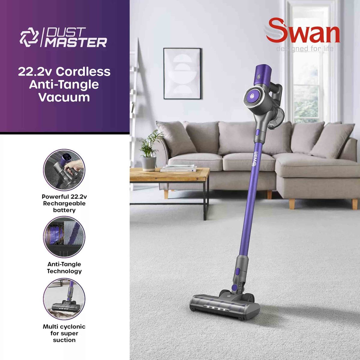 Swan SC15827N Dust Master Cordless Anti-Tangle Vacuum Cleaner