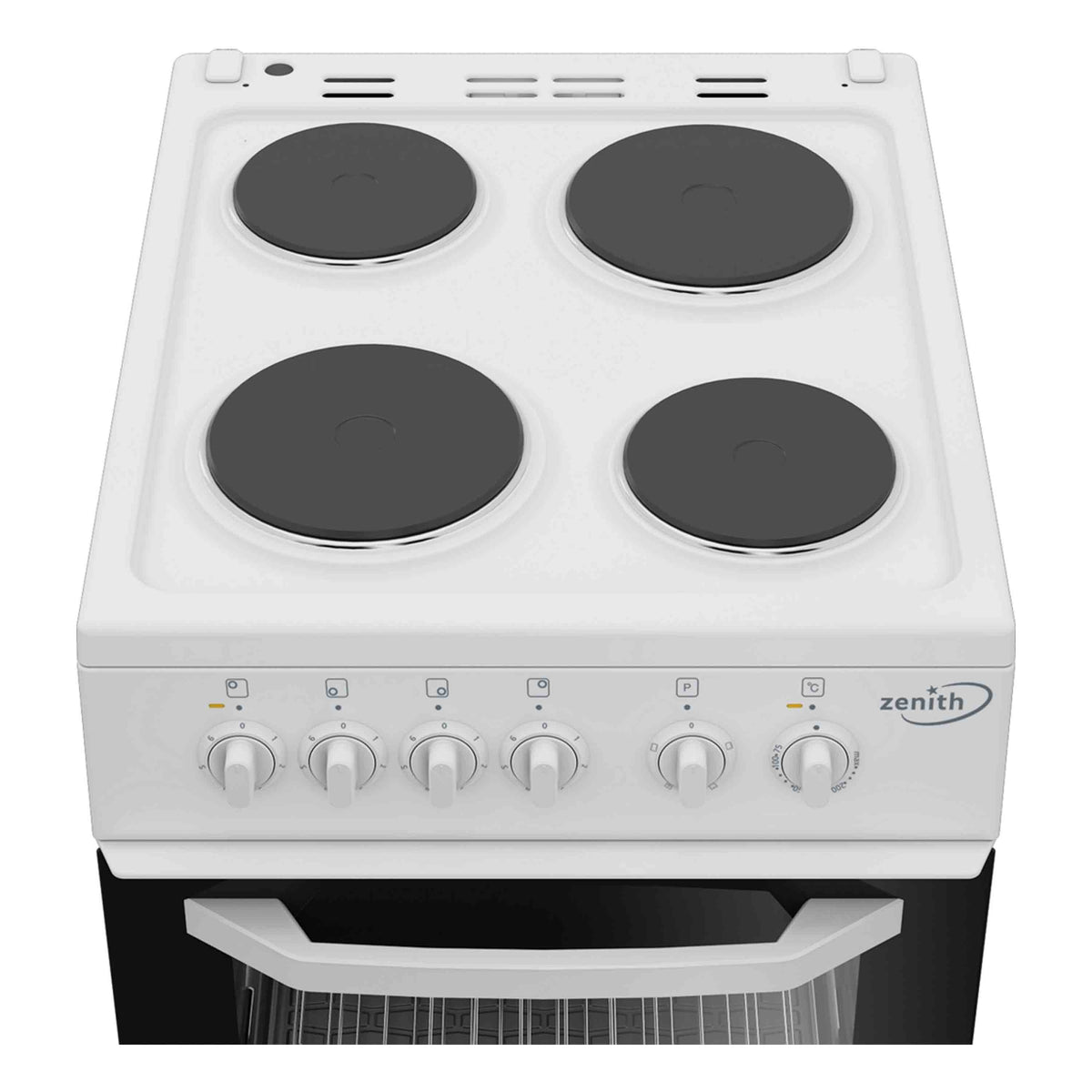 Zenith ZE503W 50cm Single Oven Electric Cooker with Solid Plate Hob - White