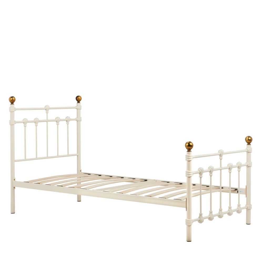 Atlas 3Ft Single Metal Bed - Cream