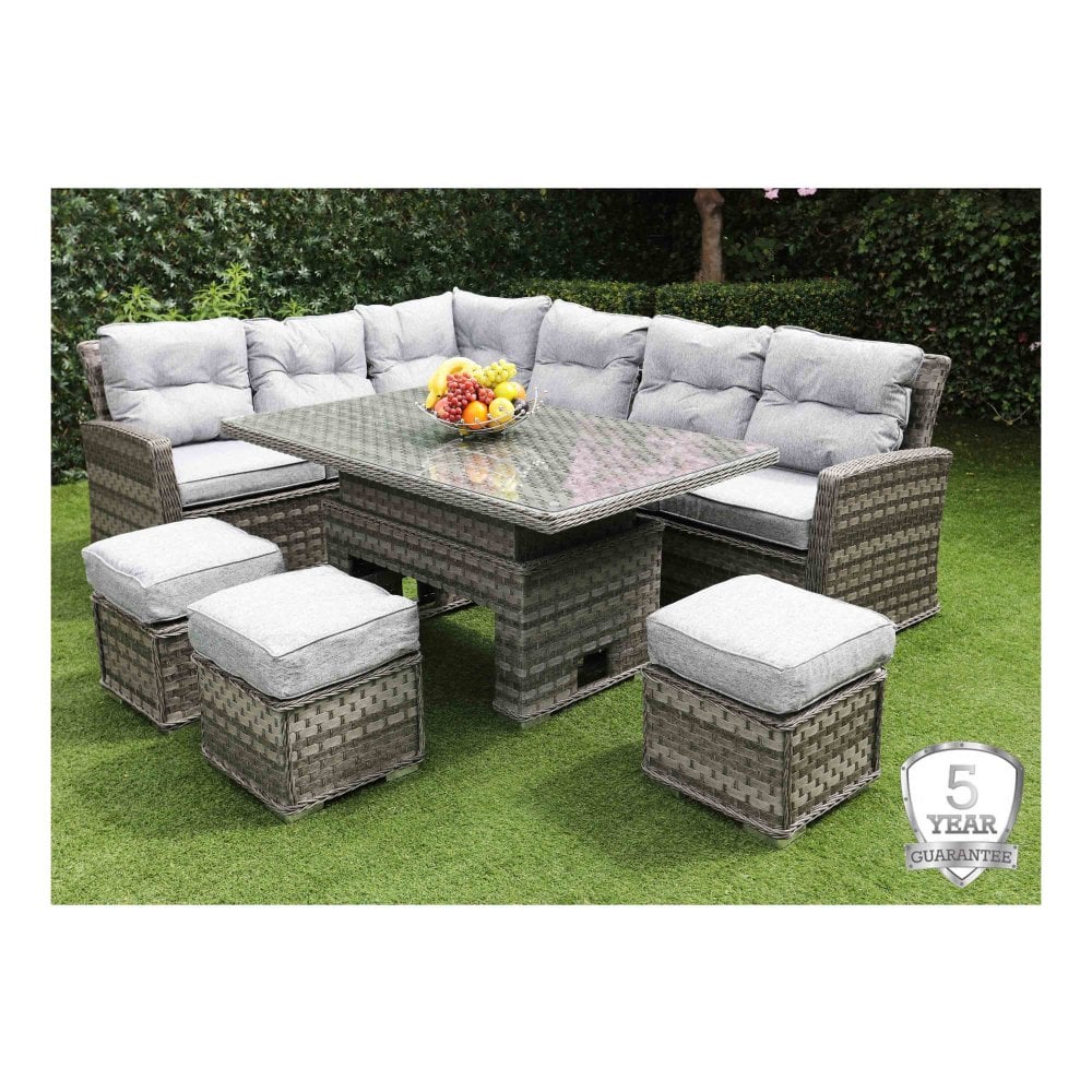 Augusta Large Casual Dining Set in Dark Grey