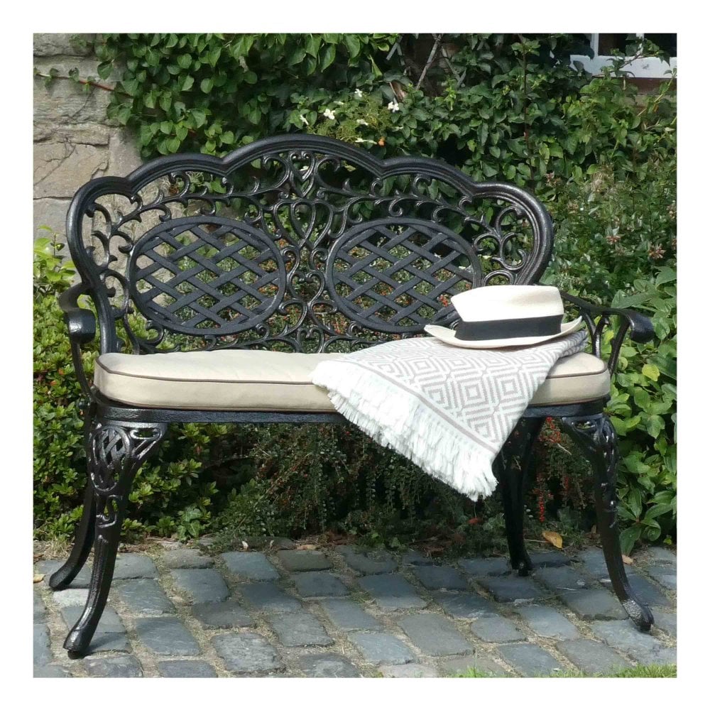 Barcelona Love Seat - Hammered Bronze and Cream Cushions