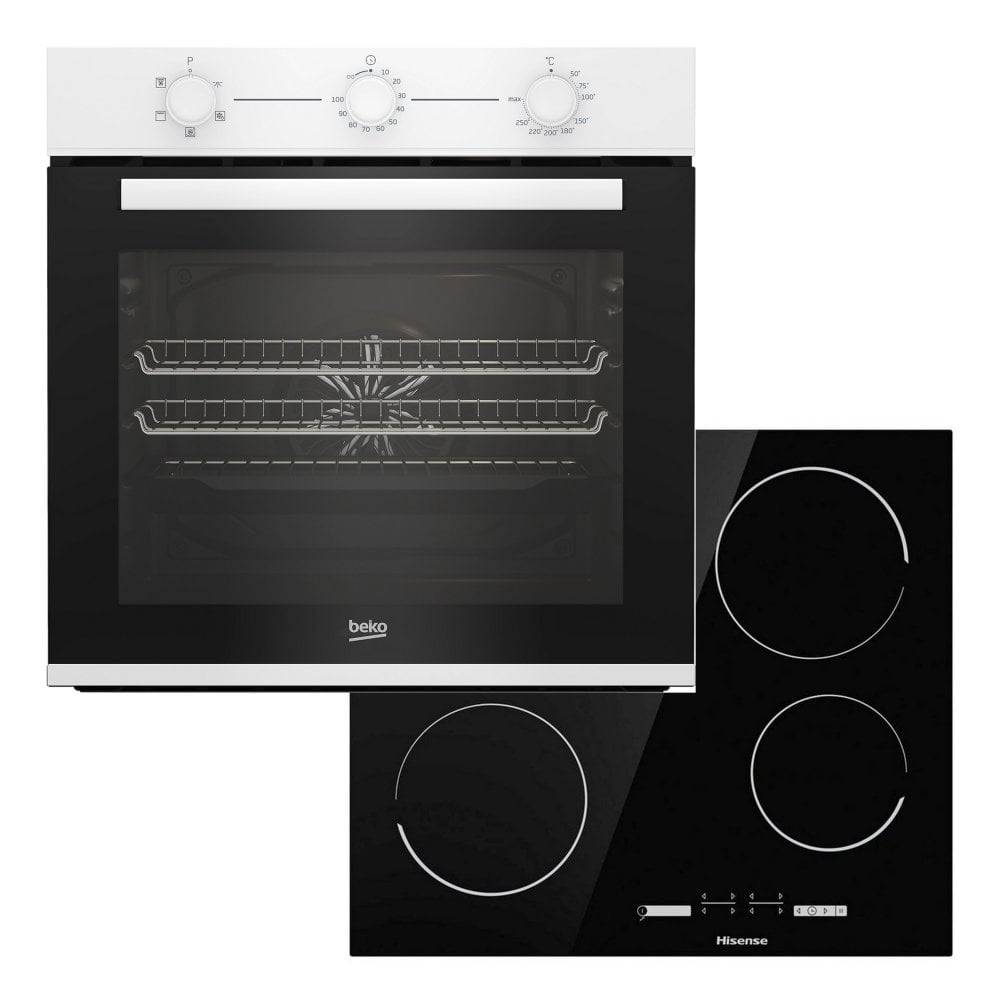 Beko CIFY71W Built-In Single Fan Oven – White and Hisense E6431C 60cm Touch Control Ceramic Hob