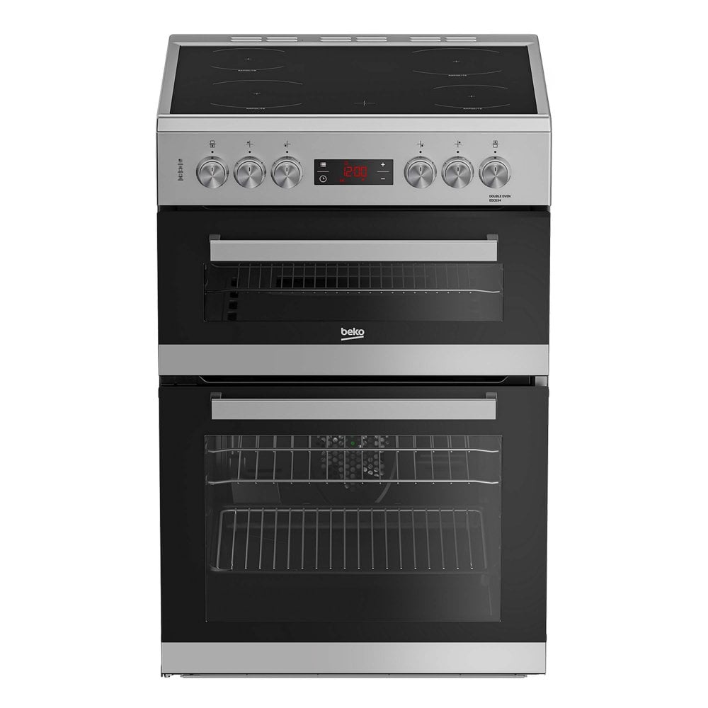 Beko EDC634S 60cm Ceramic Double Oven Cooker - Silver