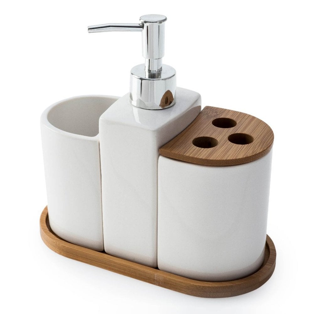 Aria 4 Piece Bathroom Accessory Set - White