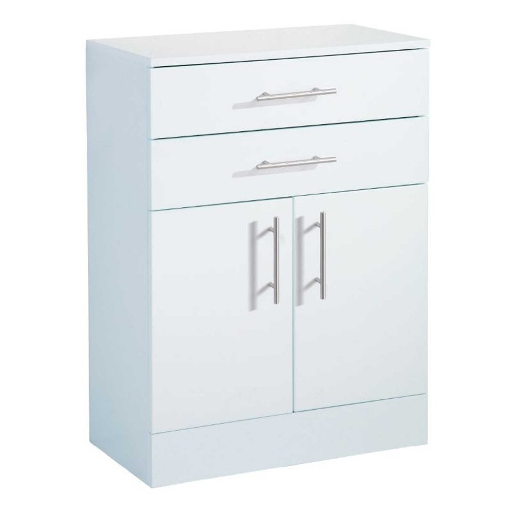 Canterbury Floor Cabinet Double Drawer High Gloss - White