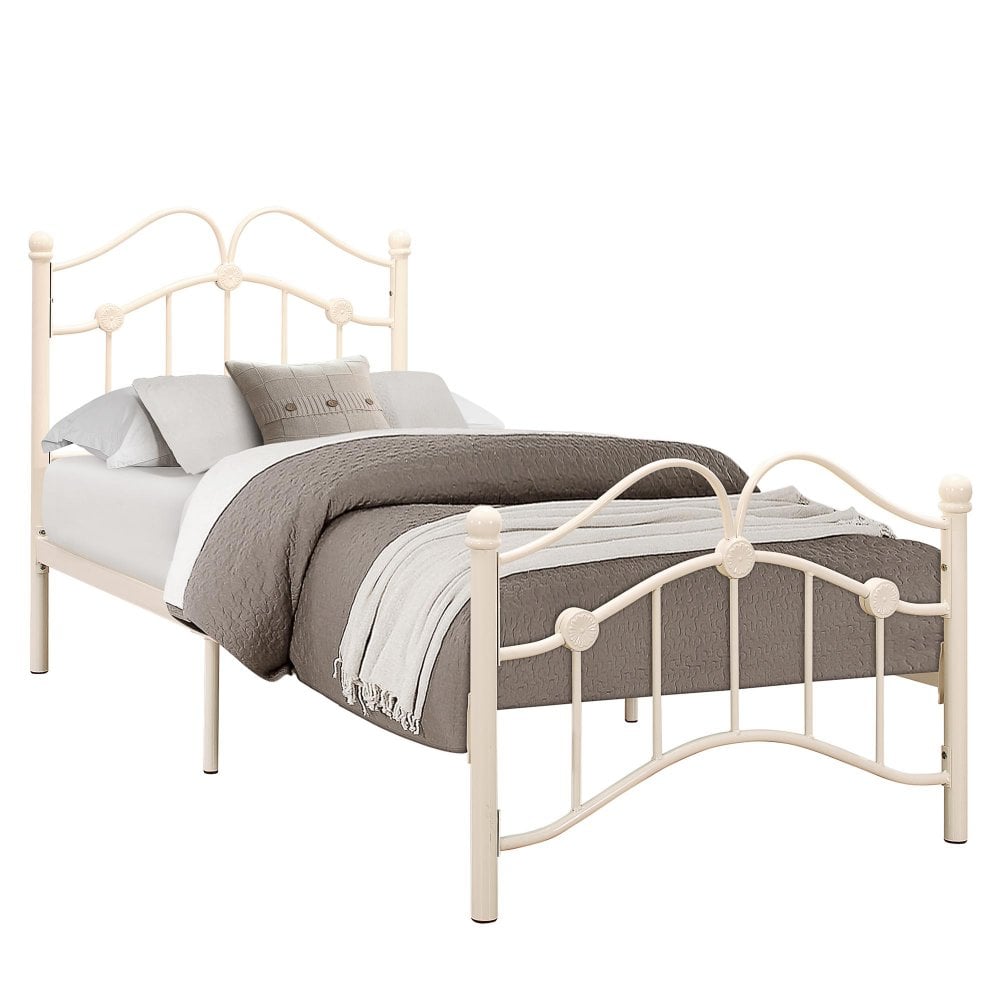 Cantebury 3ft Single Metal Bed in Cream