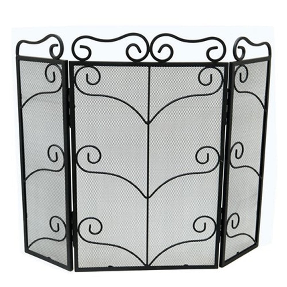 Castle Living 3 Panel Pattern Firescreen (28 inch/71cm) - Black