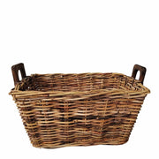 Castle Living Rectangle Rattan Log Basket with Wooden Handle
