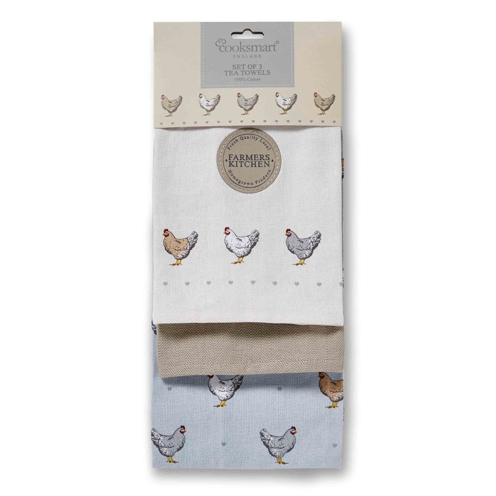 Cooksmart Farmers Kitchen 3 Pack Tea Towels