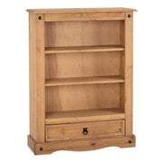 Corona 1 Drawer Bookcase in Distressed Waxed Pine