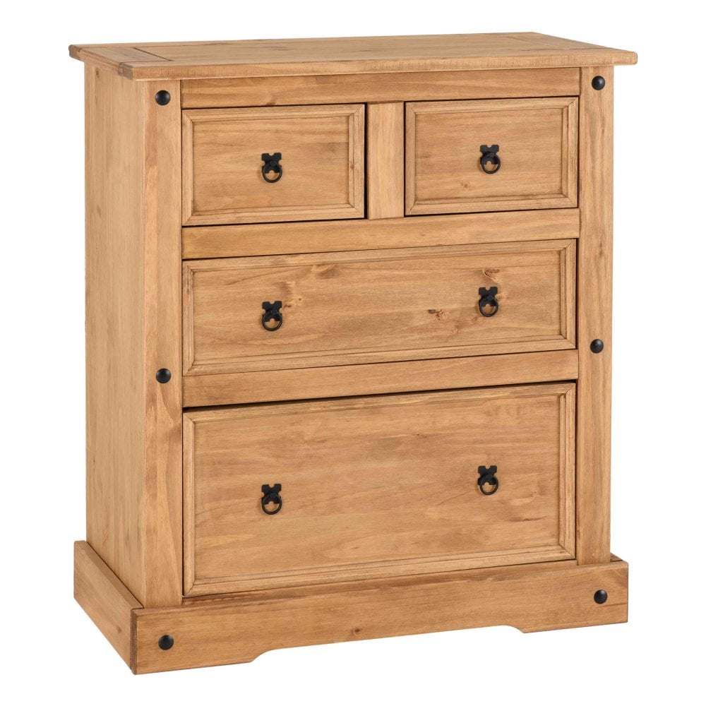 Corona 2+2 Drawer Chest in Distressed Waxed Pine