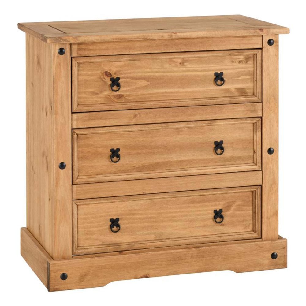 Corona 3 Drawer Chest in Distressed Waxed Pine