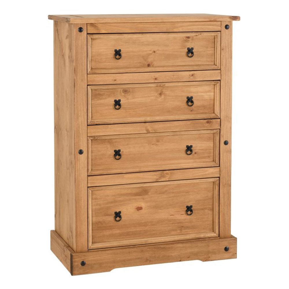 Corona 4 Drawer Chest in Distressed Waxed Pine