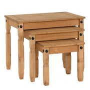 Corona Nest of Tables in Distressed Waxed Pine