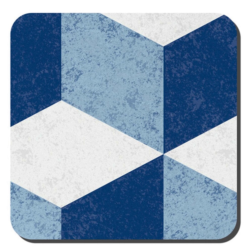 Denby Blue Geometric Square Coasters - Set of 6