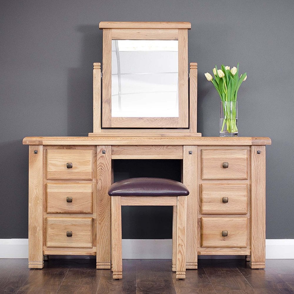 Donny Oak 6 Drawer Dressing Table