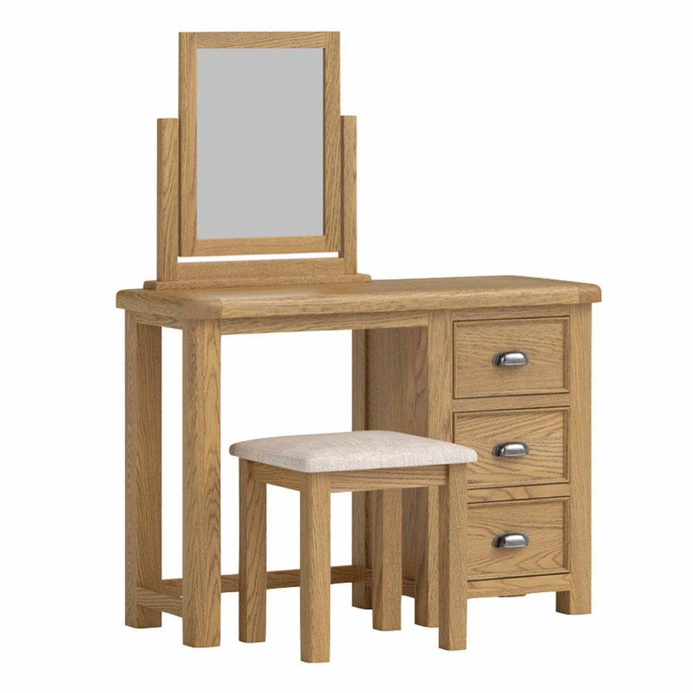 Dorchester Oak Dressing Table, Stool & Vanity Mirror
