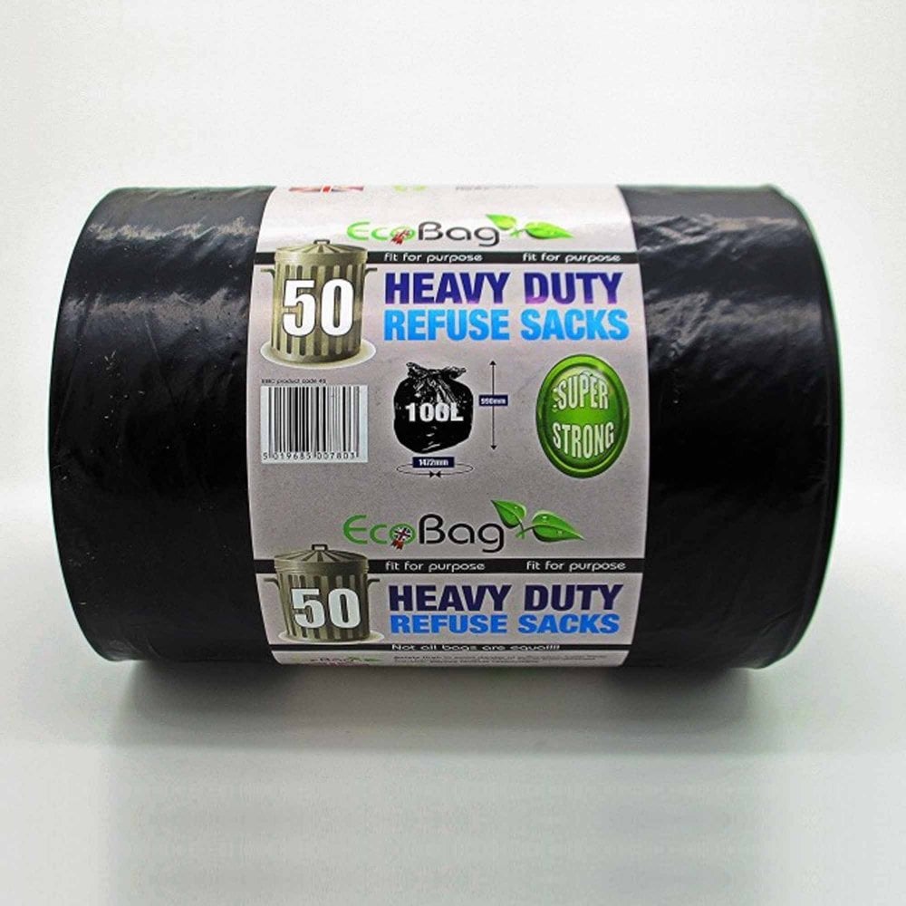 Eco Bag 100L Heavy Duty Refuse Sacks - 50 Pack