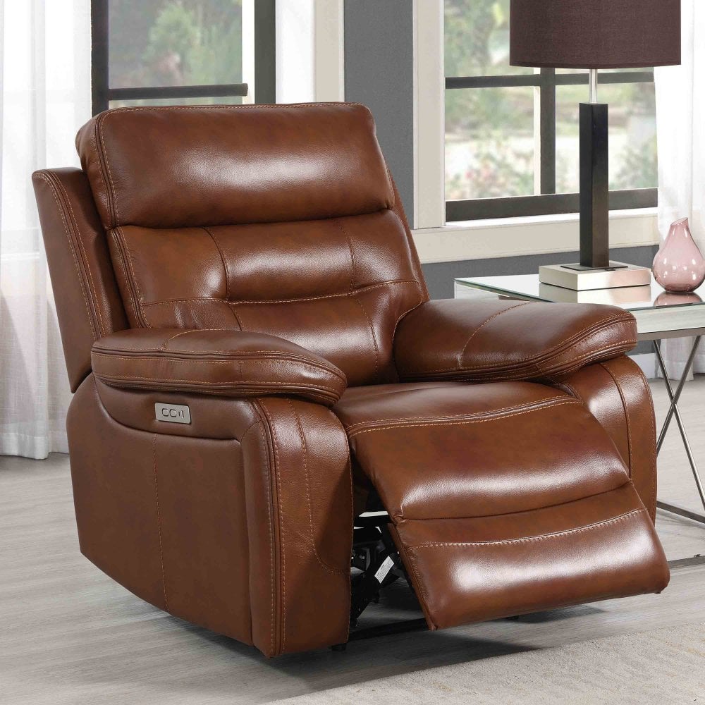 Egan 1 Seater Electric Recliner - Bison Saddle