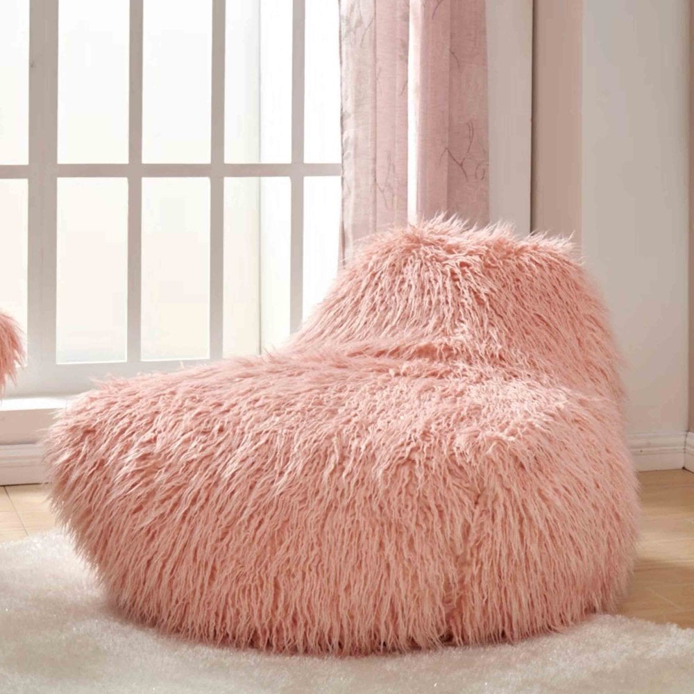 Faux Sheepskin Bean Bag - Pink