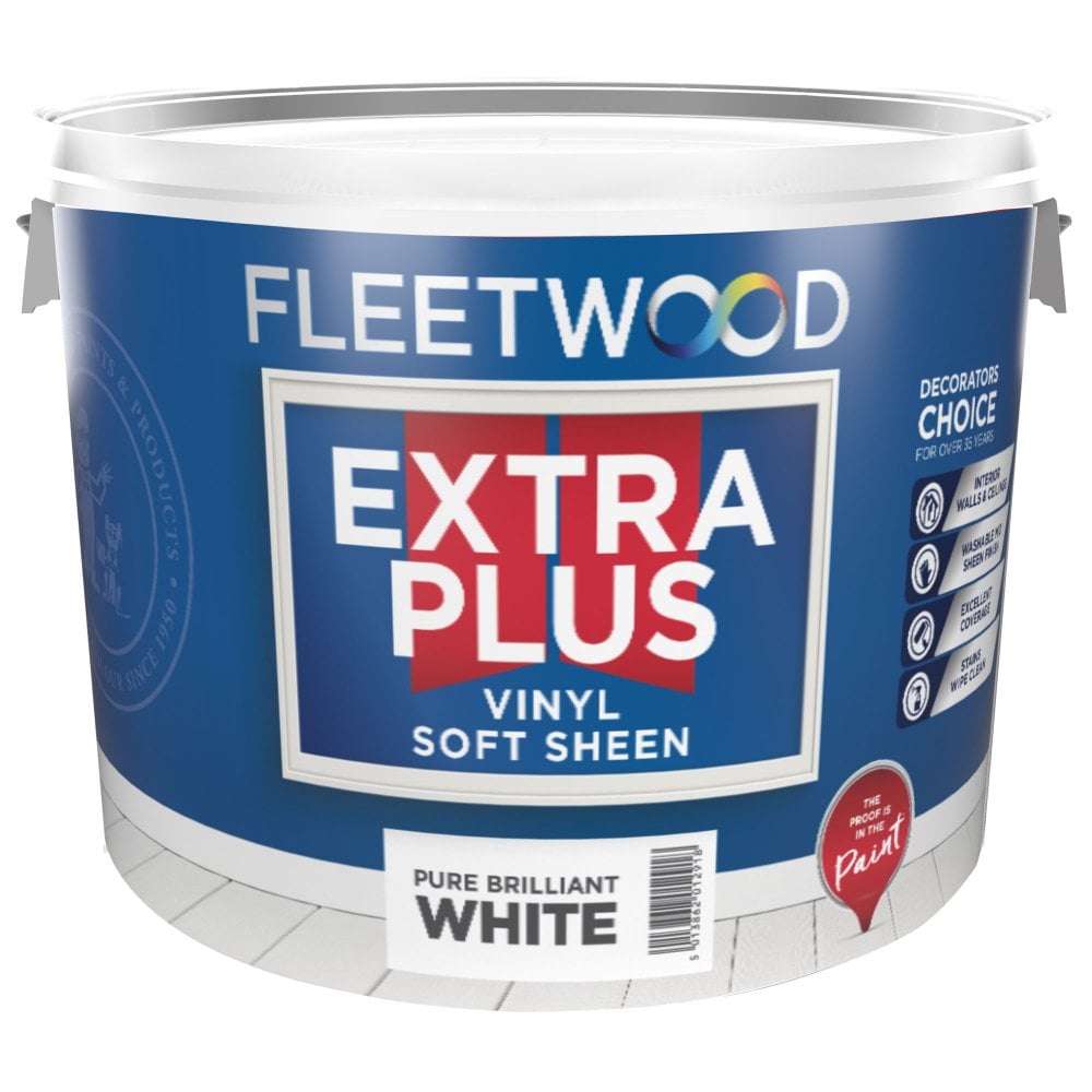 Fleetwood Extra Plus Vinyl Soft Sheen 10Ltr – Pure Brilliant White