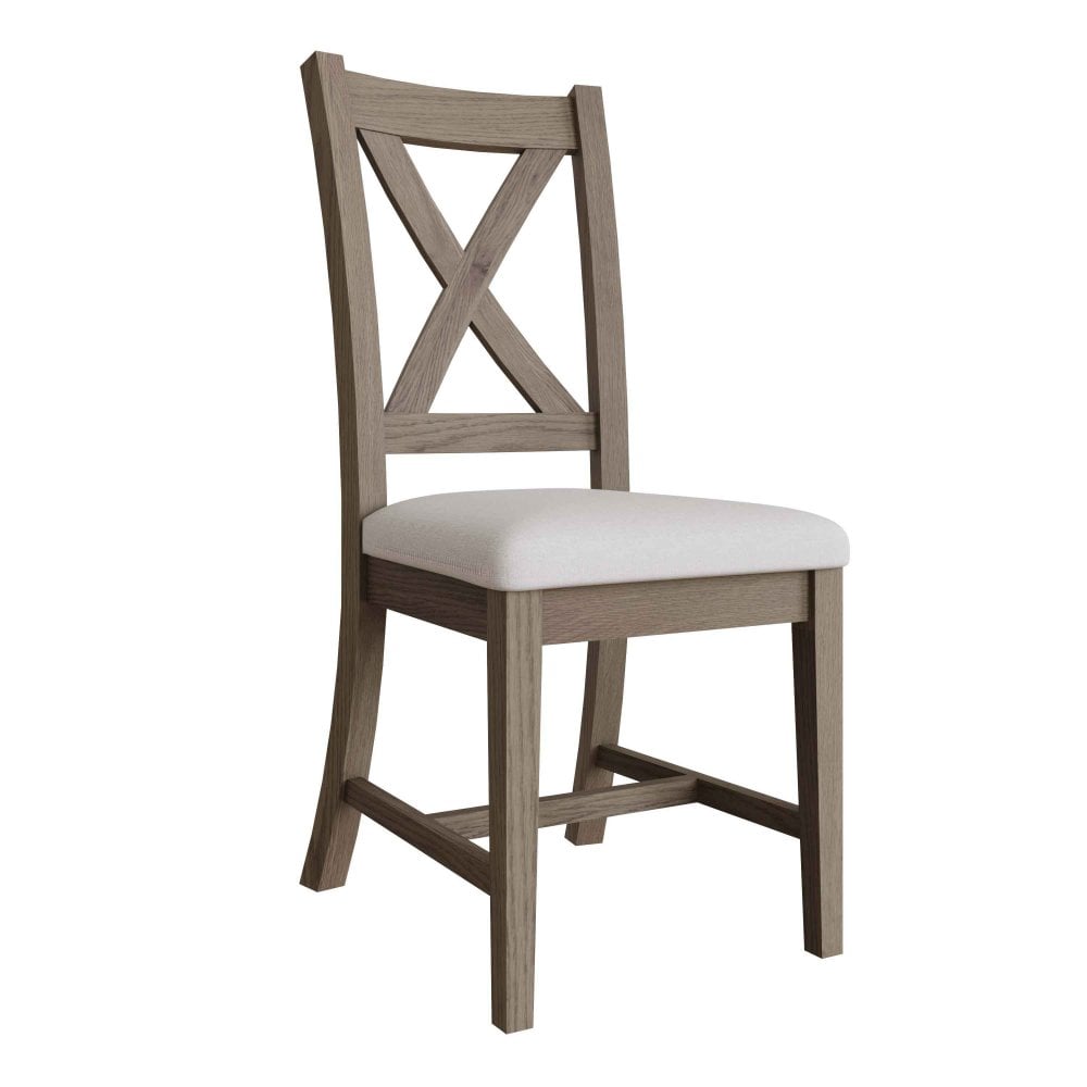 Forest Oak Cross Back Fabric Dining Chair with Fabric Seat