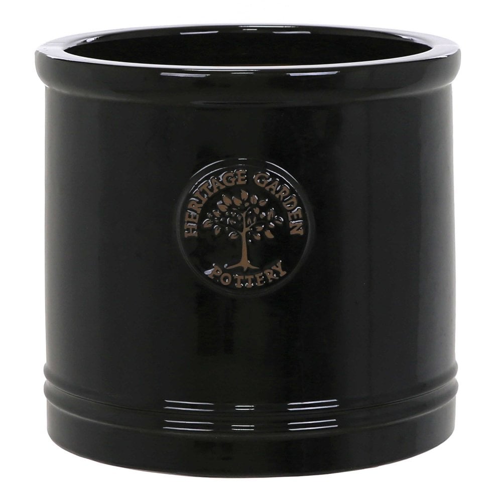 Heritage Cylinder Ecylinh 25cm Ceramic Garden Pot in Black