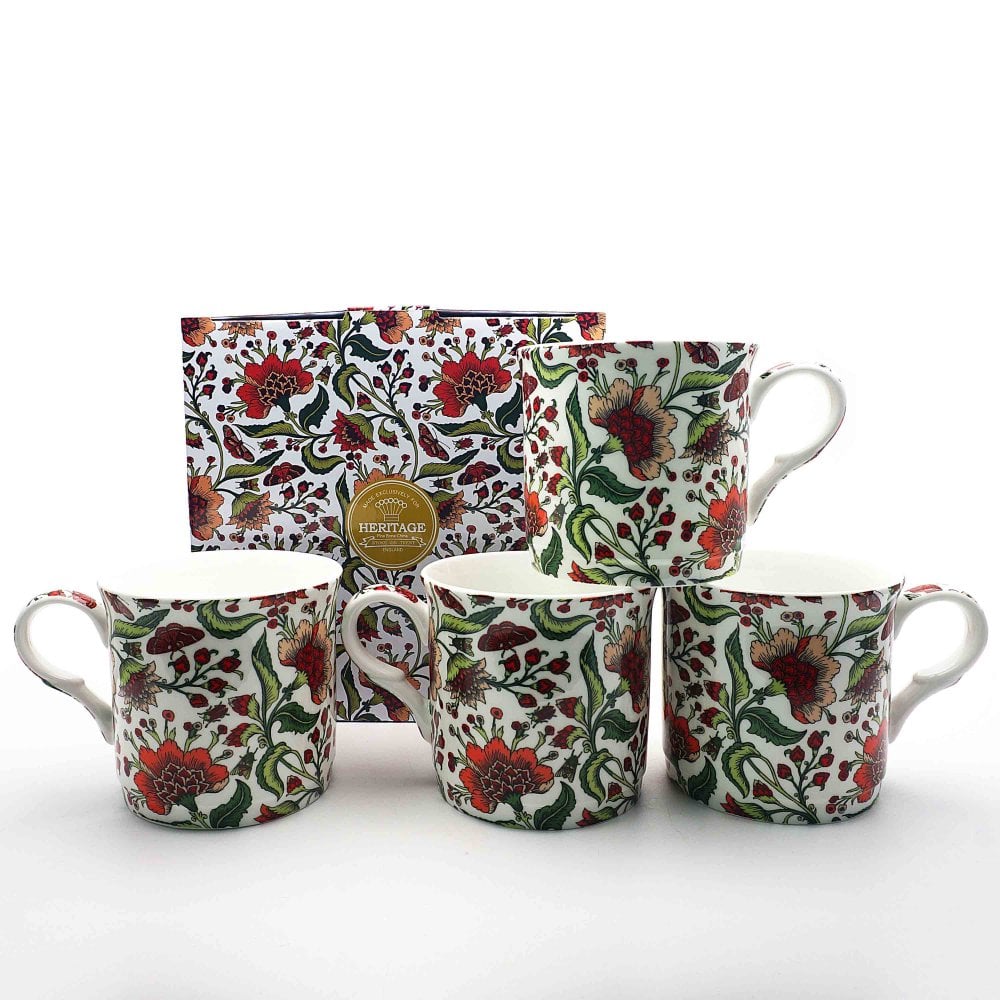 Heritage Oriental Peony Bone China Mugs – Set of 4