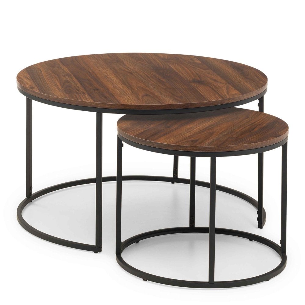 Julian Bowen Bellini Round Nesting Coffee Table (Walnut)