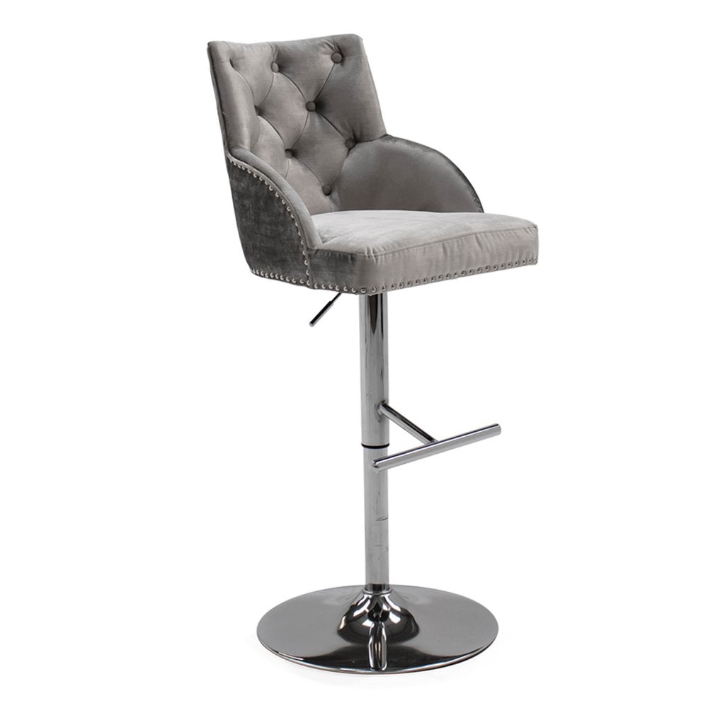 Kikki Gas Lift Bar Stool in Pewter