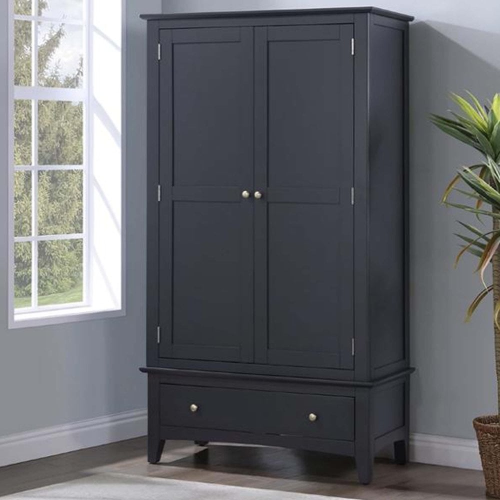 Luciana 2 Door Wardrobe - Off Black