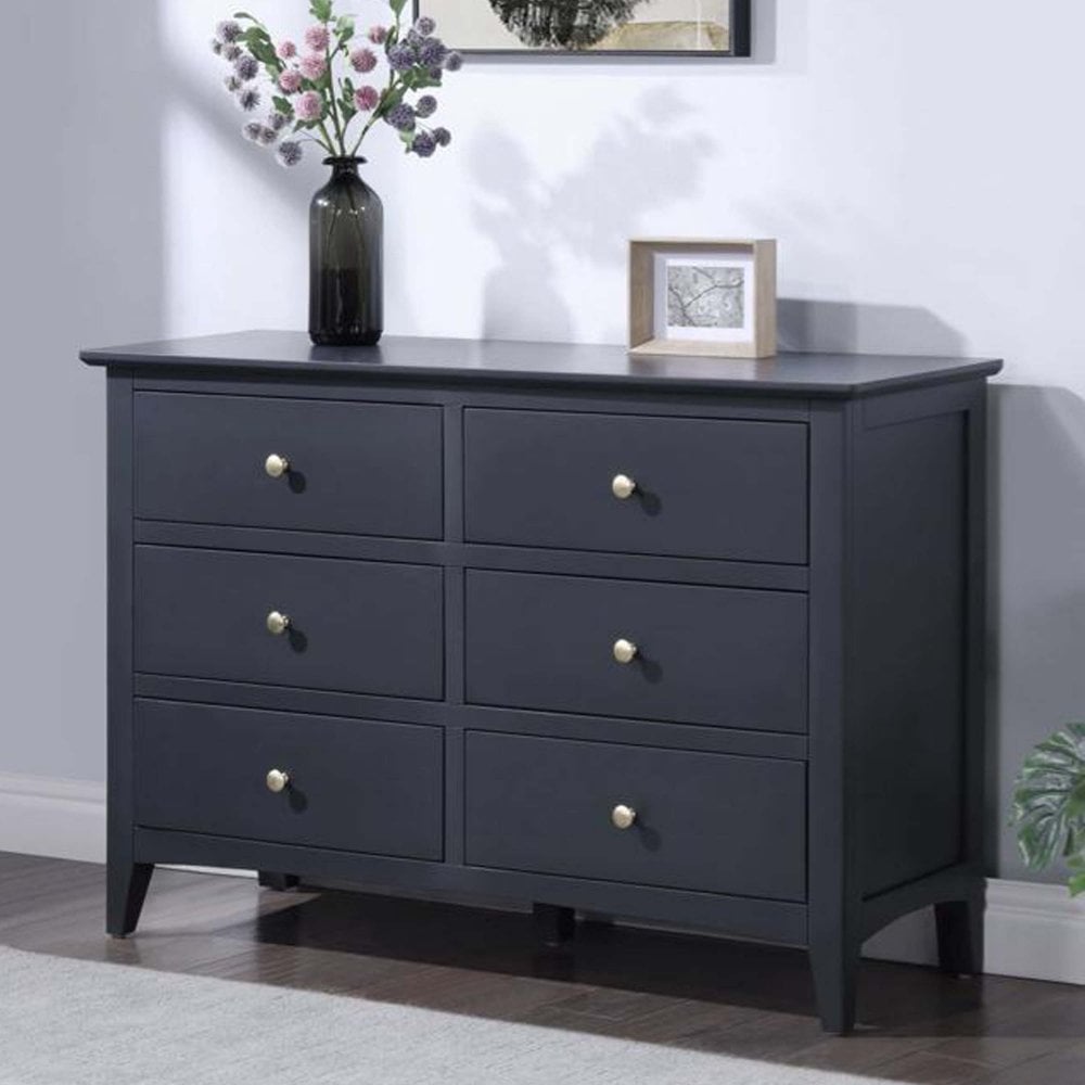 Luciana 6 Drawer Chest - Off Black