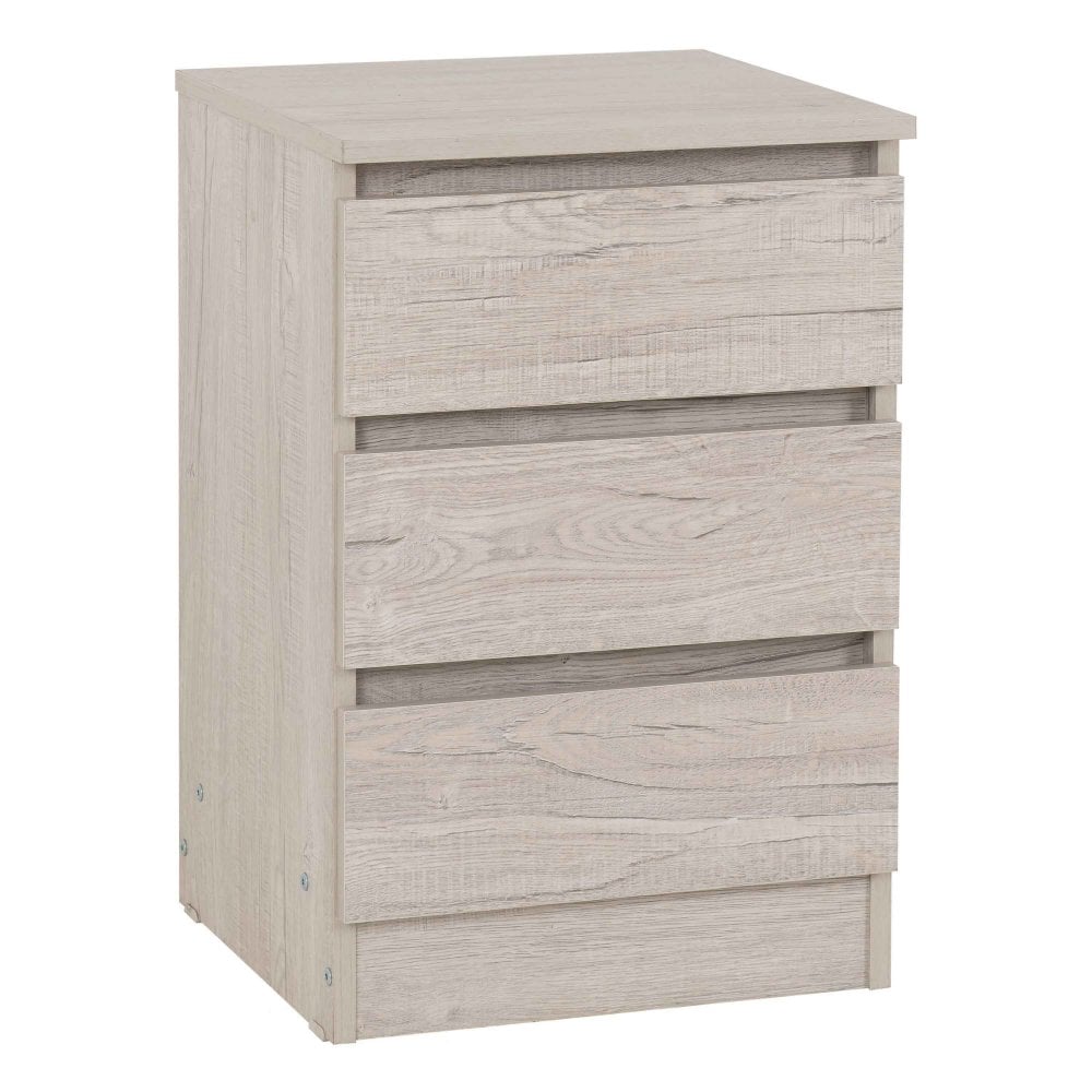 Malvern 3 Drawer Bedside Locker - Urban Snow