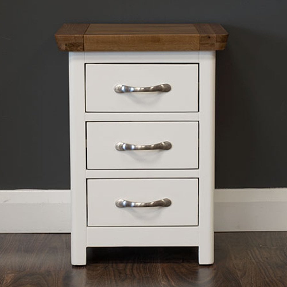 Manhattan Cream and Oak 3 Drawer Bedside Locker