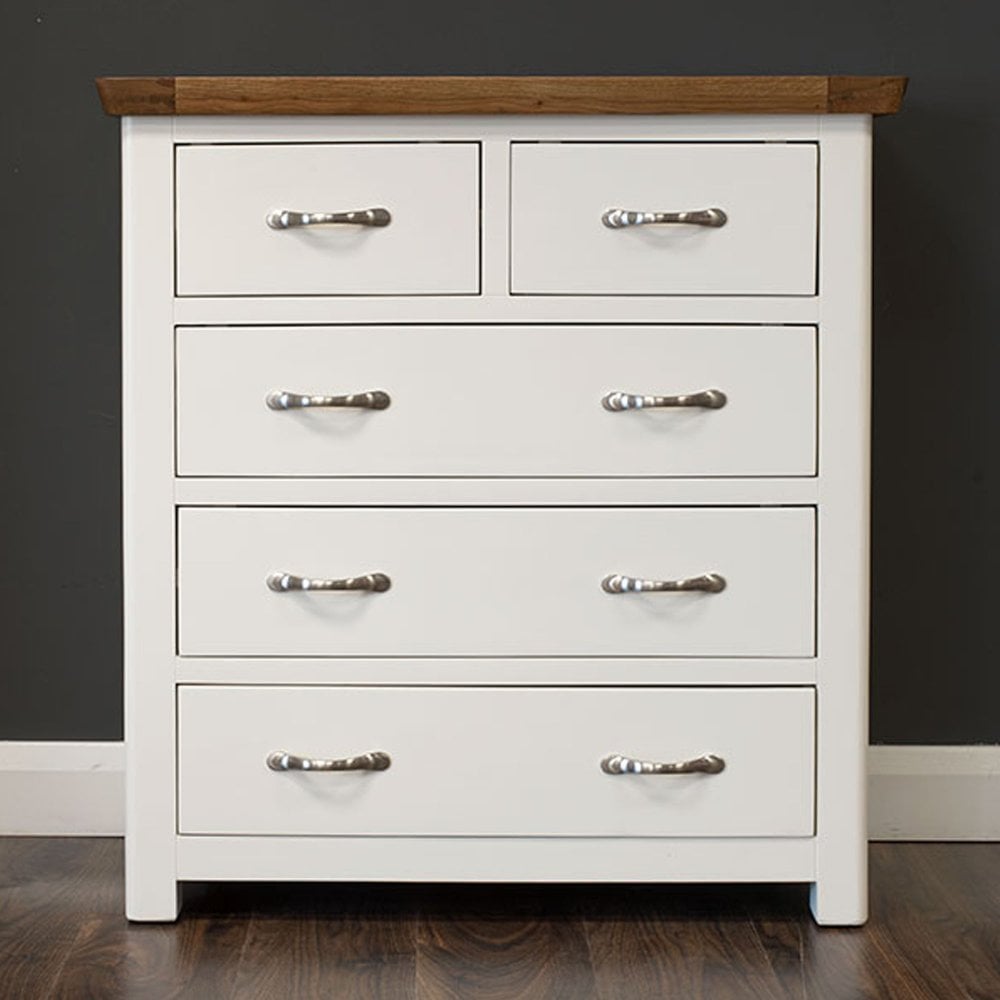 Manhattan Cream and Oak 5 Drawer Chest