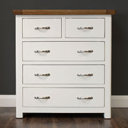 Manhattan Cream and Oak 5 Drawer Chest