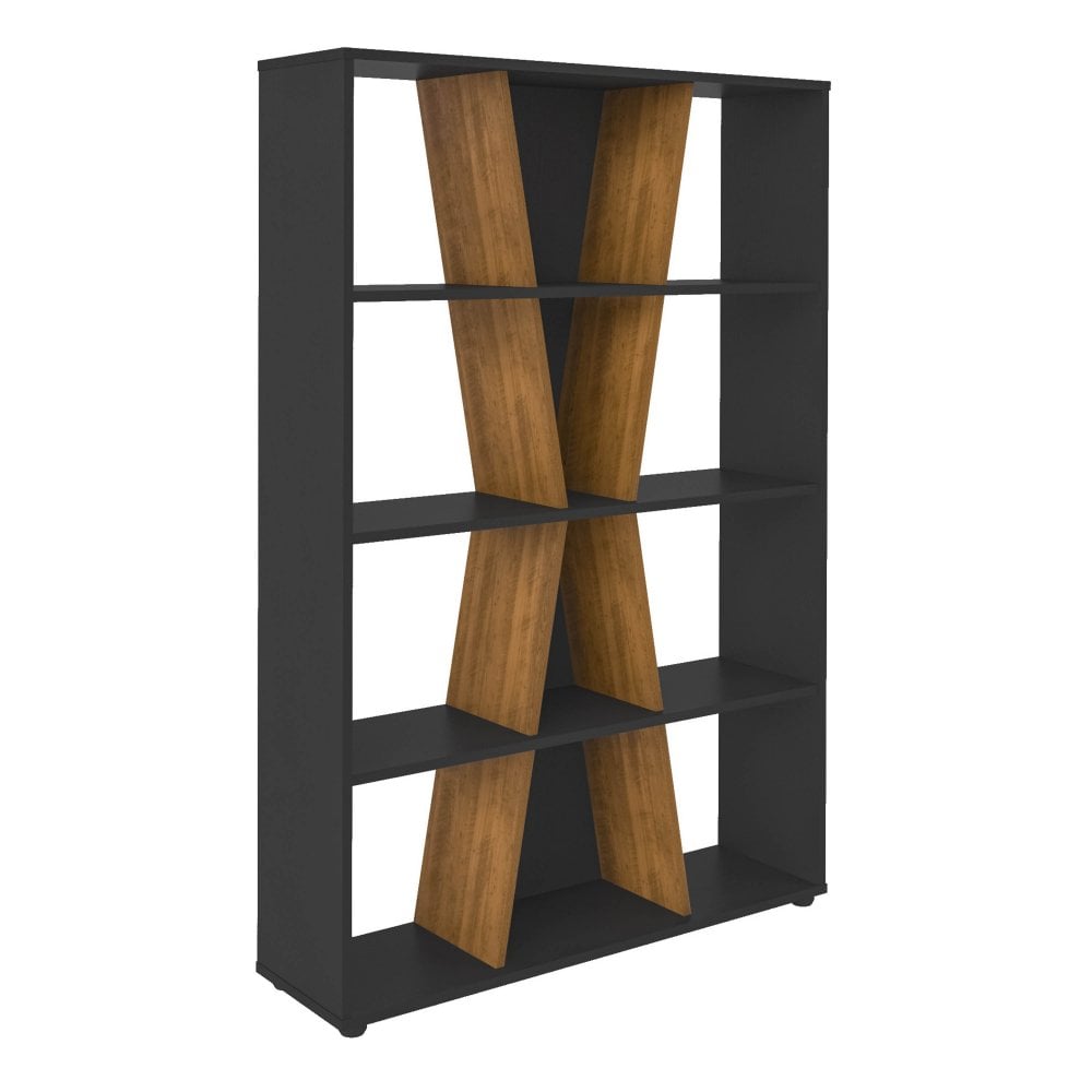 Naples Medium Bookcase in Black/Pine Effect
